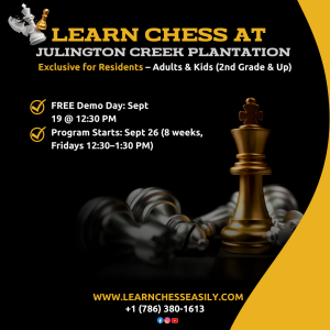 Learn Chess at Julington Creek Plantation - Exclusive for Residents – Adults & Kids (2nd Grade & Up)